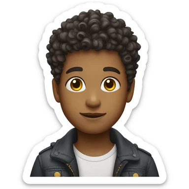 a boy with a curly hair with a taper fade sticker