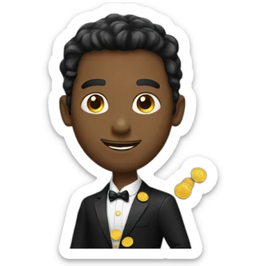 Posh-man-with-black-suit-holding-golden-coins sticker