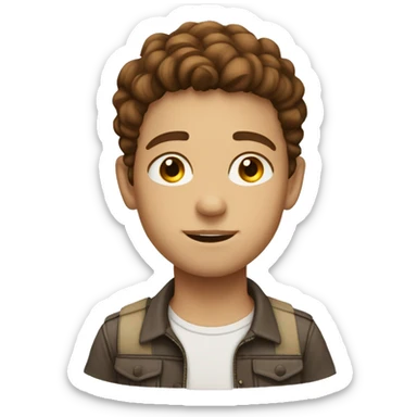 Make a boy white with brown hair with freckles and his eye color is honey sticker