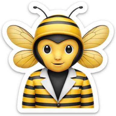 a bumblebee wearing a lab coat sticker
