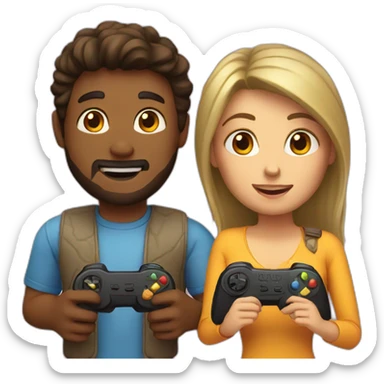 couple playing video game together sticker