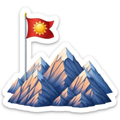 A blue , white and red flag With three mountain and a sun and ⚖️ in the upper part of mountains sticker