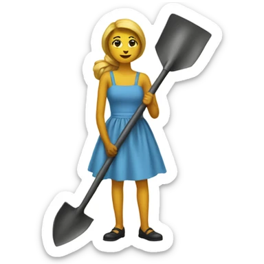 shovel wearing a dress sticker