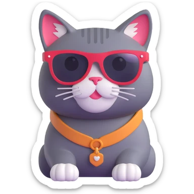 cat wearing sunglasses, vibrant and fun sticker