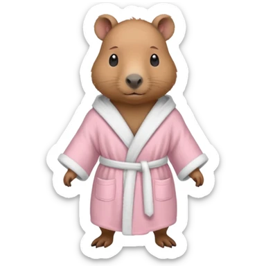 baby capybara in light pink robe full body sticker
