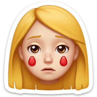 sad girl emoji with giant pimples sticker