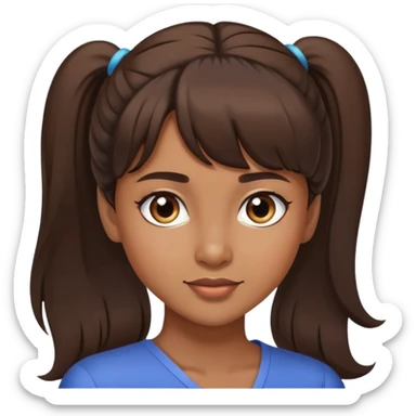 Brown skin brunette woman side ponytail with bangs sticker