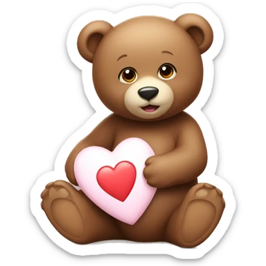 Lovely little bear with heart ￼ sticker