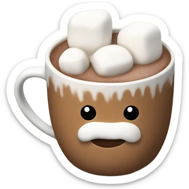 Light brown mug of hot chocolate with marshmallows  sticker