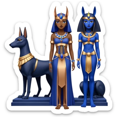  Black and lapis rose gold, and woman anubis floor statue posed  sticker