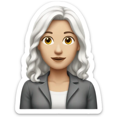 White woman with shoulder length dark brown hair sticker