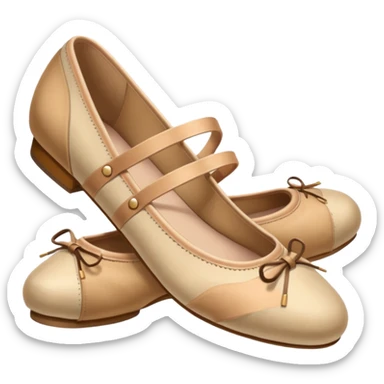 Beige realistic vintage ballerina shoes sticker