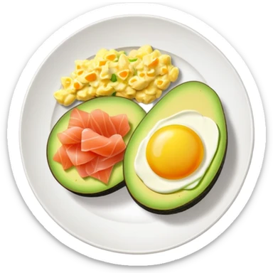 sliced avocado, scrambled-eggs and smoked salmon sticker