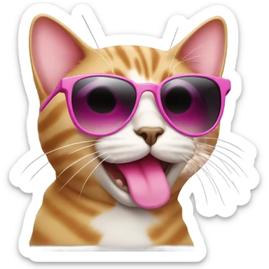 Cat with ticket tongue and sunglasses sticker