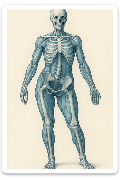 Donna vista anatomicamente con fianchi asimmetrici sticker