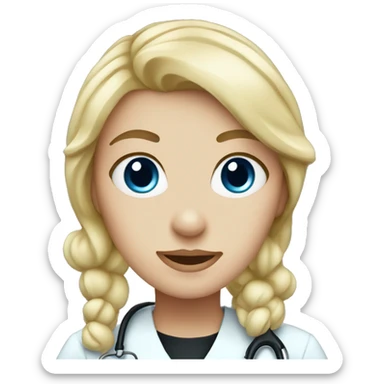 blonde nurse blue eyes with black cat sticker