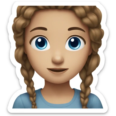 Girl with brown hair blue eyes sticker