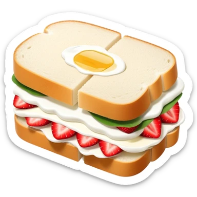 Japanese strawberry sandwich with fluffy white bread and fresh cream, neatly sliced to show cross section sticker