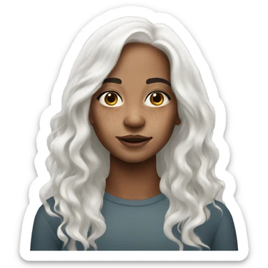 long white hair Girl with vitiligo    sticker