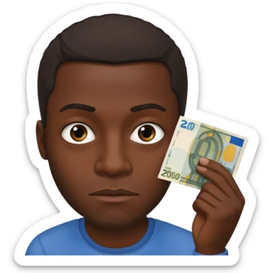 create a blackman holding 20 euro bill and looking like a villian sticker