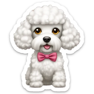 White poodle with bow sticker