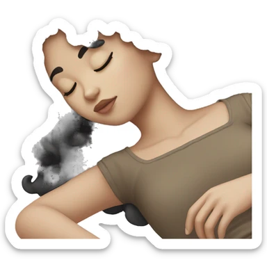 Girl sleeping black hair white skin sticker