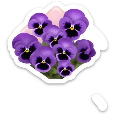 Deep aesthetic violet colour pansies placed in pink a aesthetic envelope  sticker
