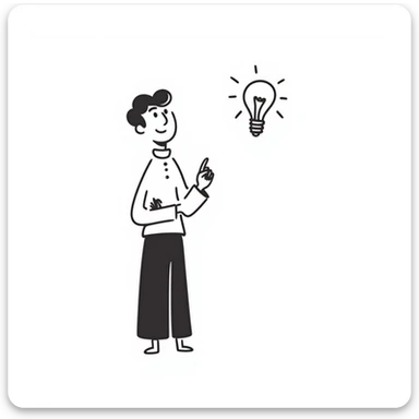 Edit the stick figure to be thinking or getting an idea, add a light bulb above the head, keep the same hand drawn doodle style. sticker