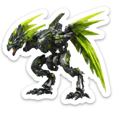 futuristic spiky raptor-dragon-Bionicle-mecha full body sticker