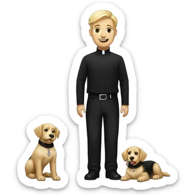 blond Vicar wearing black shirt and dog collar. Full body sticker