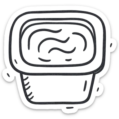 Fast food sauce icon, hand drawn, black outlines, no fill, simple and clean, top view sticker