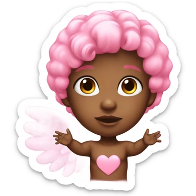 Black baby angel pink cupid sticker