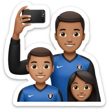Football player in black and blue photobombing someone taking a selfie sticker