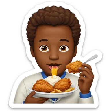Black guy eating fried chicken  sticker