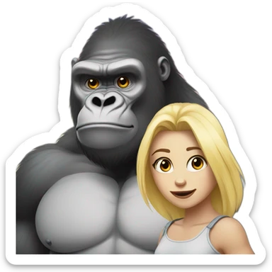 Buff Gorilla with a shy blonde girl sticker