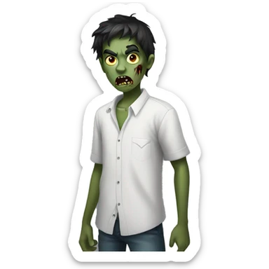 teen boy zombie with dark hair and white shirt sticker