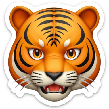 angry tiger with fangs, front face  sticker