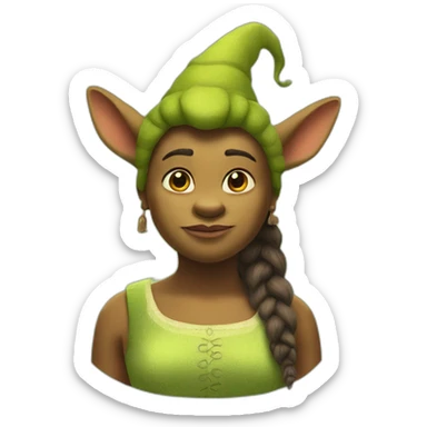 shrek with a bicorn in her head sticker