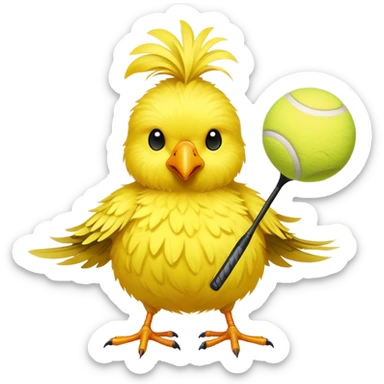 bird with a tennis ball torso sticker