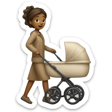 A girl walks with a beige stroller sticker