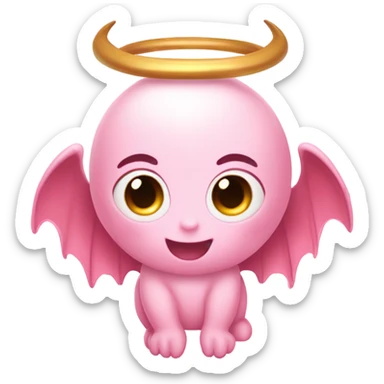Light pink cute devil with halo and angel wings sticker