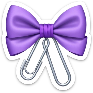one silver paper clip with a purple bow in the middle sticker