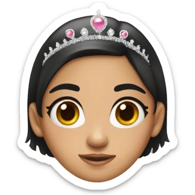 black hair girl rolling eyes with tiara sticker