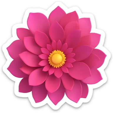 minimal 3D gothic flower with pink petals, simple and elegant sticker