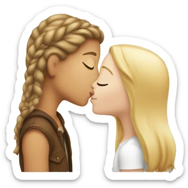 A white girl kissing another white girl sticker