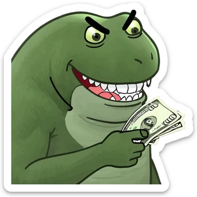 Volley ball looking tough with teeth showing with grills and holding gun on one hand and wad of cash in the other sticker