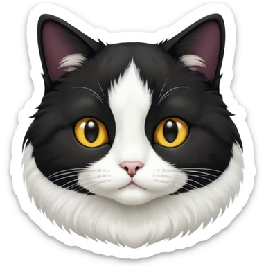 Tuxedo cat with black face and white whiskers  sticker