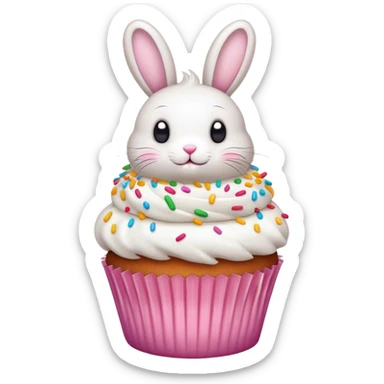 Cupcake with sprinkles and fluffy bunnies sticker