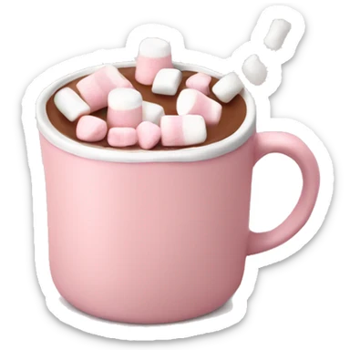 Light Pink mug of hot chocolate with marshmallows  sticker
