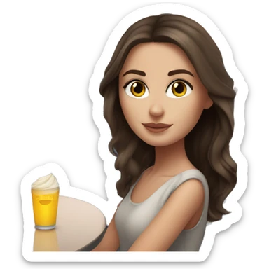 White girl with dark brown hair and a bright skintone, sitting in a skybar in dubai sticker